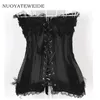 2017 Burlesque Abito corsetto rosso e nero Costume Bustier para mujer Corsetto vittoriano in broccato Tutu Gonna Outfit Parte Halloween4300186