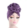 Nuovi cappelli di moda Copricapo da donna con turbante con volant con grandi fiori in popeline Cappello da cocktail per matrimonio da tè Cappello da turbante indiano