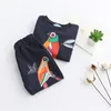 2018 Frühling Herbst Kinder Kleidung Sets Baby Kleidung Baumwolle Vögel Druck Sweatshirts Hosen Hosen 2PCS Koreanische Mädchen Casual Trainingsanzüge