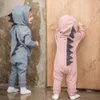 Nouveau-né bébé garçon fille dinosaure à capuche barboteuse combinaison tenues vêtements Kawaii solide vêtements combinaison pour unisexe 31673333990
