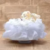 Feis Romantic Two Bears Heartshaped White Rose Music Ring Box 반지 링 베개 웨딩 액세서리 3355227