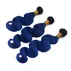 Fasci di tessuto per capelli umani malesi dell'onda del corpo malese di Ombre nero e blu scuro con 13x4 Frontale in pizzo pieno 1B Capelli vergini Ombre blu Exte3848427