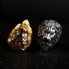 Fashion Lion Band Ring Gold Steel Color Mens Rings pesante Mental Punk Style Biker Gothic Biker Jewelry1822401