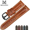 Maikes جودة عالية ووتش الملحقات watchbands 20mm - 26 ملليمتر براون خمر النفط الشمع الجلود ووتش الفرقة لحزام