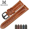 Maikes High Quality Watch Tillbehör Watchbands 20mm - 26mm Brun Vintage Oil Wax Leather Watch Band för rem