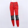 Peeli Mesh Patchwork Women Cargo Pants Sexy Hollow Out SweatPants Streetwear 2018 High Waist Joggers Femme Zipper Long Trousers