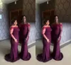 Mermaid African Nigerian Bridesmaid Wedding Off Shoulder Long Sleeves Weding Guest Dresses Robe D'invit De Mariage Formal Dress