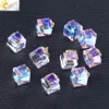 CSJA 10 peças descobertas de joias cubo facetado contas soltas de vidro 13 cores formato quadrado 2mm buraco contas de cristal austríaco para pulseira DIY M4175334