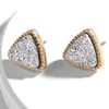 Druzy Drusy Earrings Gold Plated Triangle Geometry Stone Stud Earings Christmas gift