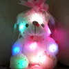 NEW ARRIVAL 20cm Large Luminous Teddy Bear Doll Bear Hug Colorful Flash Light Led Plush toy birthday Christmas gift261U