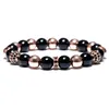 Bracelet de perles en pierre d'obsidienne noire, nouvelle mode, chaîne de brins de charme Shambala de luxe pour hommes, accessoires de bijoux faits à la main