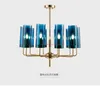 pendant lights glass Postmodern living room chandelier light luxury bedroom lamp creative personality restaurant chandelier blue glass lamps