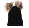 Fashion Parentchild Caps Cute Infant Baby Pompon Winter Hat Double Fur Ball Hat Mother Kids Warm Knitted Hat Newborn Beanie Cap X83374768