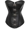 Wechery Leather Corset Sexig midja Trainer Stål Boned Waist Korset Vintage Metal Buckle Corzzet Black Plus Size Lace Up Bustiers