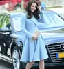 Runway Herfst Winter Kleding Damesjurk Kate Middleton Designer Vrouwelijke Riem Knielengte Slanke A-Lijn Jurken Elegante Vestido
