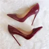 Ücretsiz kargo moda kadın pompaları vintage bordo rugan nokta ayak yüksek topuklu ince topuk gelin düğün ayakkabı 12 cm 10 cm 8 cm