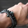 Mannen Armband Kroon Armbanden Warrior Sieraden Schedel Skelet Titanium Staal Bangle Halloween Gift Valentijnsdag Vakantie Kerstmis