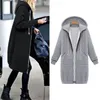 Kvinnors Jackor Hooded Fleece Lång Kvinnor Jacka Coat Zip-up Casual Höst Vinter Varm Basic Bomull Plus Storlek Overcoat Bld12271