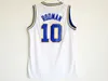 망 빈티지 오클라호마 야만인 웜 데니스 rodman # 10 대학 농구 유니폼 NCAA 블루 그린 유니폼 스티치 셔츠 S-XXL