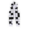 Vêtements pour enfants nouveau-né bébé barboteuse garçons filles blanc noir grilles manches courtes pantalons longs barboteuse à capuche tenues combinaison vêtements