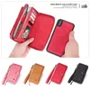 För iPhone XS plånbokslipad dragkedja Purse Avtagbar Magnetic 14 Kortplatser Money Pocket Clutch Leather Case Cover för iPhone Galaxy S9 Plus