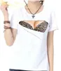 Большие сиськи сексуальный пакет желудка ABS Print T рубашка женская короткая рукава летние творческий узор забавные женские модальные вершины новизны тройники