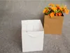 Obstblumen Bonsai Backverpackung Papiertüte mit Griff quadratisch unten Kraftpapier Geschenktüte Wen7049
