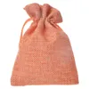 10*15 cm couleurs lin cordon sacs faveur de mariage artisanat bricolage fête de noël cadeau sac (3.9*5.9 pouces) 50 pcs/lot