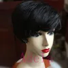 Pixie curto corte perucas de cabelo humano com franjas remy remy brasileiras para mulheres negras Máquina feita de peruca sem fúria