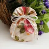 Luxury Floral Silk Satin Drawstring Bags Small Jewellery Bags Gift Pouches Cloth Reusable Craft Bags Sachet