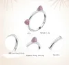 925 Sterling Silver Cute Pink Diamond Cat's Ears Ring for Bridemaid Engagement Sweety and Romance 100% Silver Ring in True Lo227J
