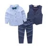 Abbigliamento per bambini Vestito da 4 pezzi da bel ragazzo Camicie a maniche lunghe + gilet + pantaloni + papillon per ragazzi Set di abbigliamento Abito da festa per gentiluomini