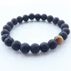 Cuentas de piedra de lava negra Natural de 8mm, pulsera de ojo de tigre, pulsera difusora de aceite esencial DIY para mujer, joyería de Yoga