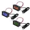 Freeshipping DC 12V 24V röd + grön LED Digital termometer -50 ~ 125C Temperaturmätare + Spänningsvoltmätare för bil / Vatten / luft / inomhus / utomhus