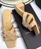 Women Real Leather Slippers Sandals Designer Shoes Woman Slides Lady tribute Heels