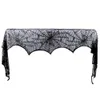 Halloween Decoration Halloween Black Lace SpiderWeb Fireplace Mantle Scarf Cover For Halloween Party Supplies 18 x 96 Inch