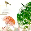 Newest Transparent PVC Mushroom Umbrellas Green Printed Leaves Rain Clear Leaf Bubble Umbrella XL1894580800
