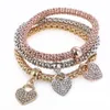 Hot Selling Fashions beautiful Personality Three-color Stretch Corn Chain Diamond Love Heart Bracelet free shipping HJ174