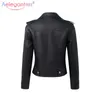 Aelegantmis Fashion PU Läderjacka Kvinnor Slim Korta Motorcykel Jackor Mjuk Läderrock Lady Höst Vinter Basic OuterWear S18101204