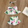 Tout nouveau nouveau-né enfant en bas âge enfant enfant bébé fille flamant rose maillots de bain maillot de bain Bikini 2 pièces ensemble maillot de bain Costume 1-6T