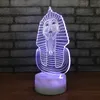 Egitto Faraone Forma 3D Acrilico LED Night Light Touch 7 Cambia colore Lampada da tavolo da tavolo Lampada da tavolo decorativa per feste Regalo di Natale