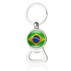 Bottle Opener Keychain Football Key Rings Country Flags Beer EDC Souvenir Qatar Spain Portugal Brazil Soccer Fans Gift Car Keyrings Holder