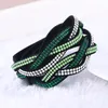 New multilayer rowmounted leather bracelet Handmade Rhinestone Stylish Leather Wrap Bracelets Women039s Wristband Bangle Jewe2716266