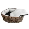 En gros !!! Nid de lit Waterloo chaud en coton doux pour chiot avec coussin imprimé léopard niches pour chien accessoires
