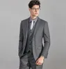 2018 Custom Made Gri Yan Vent Slim Fit Adam Için En Iyi Adam Damat Suit Düğün Suit Damat Üç Adet Balo Smokin