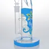 14 inch tall Glass Bong Glow in the Dark Luminous Beaker Dab Rig Glass Water Pipe bubbler bowl Hand painted flowers hookah