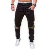 Mens Jogadores Marca Calças Masculinas Homens Calças Casuais Camo Costura Calças Hip-Hop Sweard Basculador Khaki Tamanho Grande 4xl