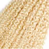Brasiliansk Kinky Curly Human Hair 3 buntar 100% Remy Hair Weave Extension 613 Bleach Blond Curly Hair Weave Bundles
