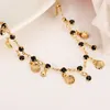 New Korean Fashion Fine gold GF Black CZ Unlimited Charm Multi-element Bracelet lengthen Size length Anklet Summer Style240L