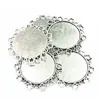 5 Pcs Colar Pingente Tom de Prata Flor Renda Metal Seing Jóias Cabochão Camafeu Base Bandeja Moldura Em Branco Fit 34mm Cabochões 49mm3761320